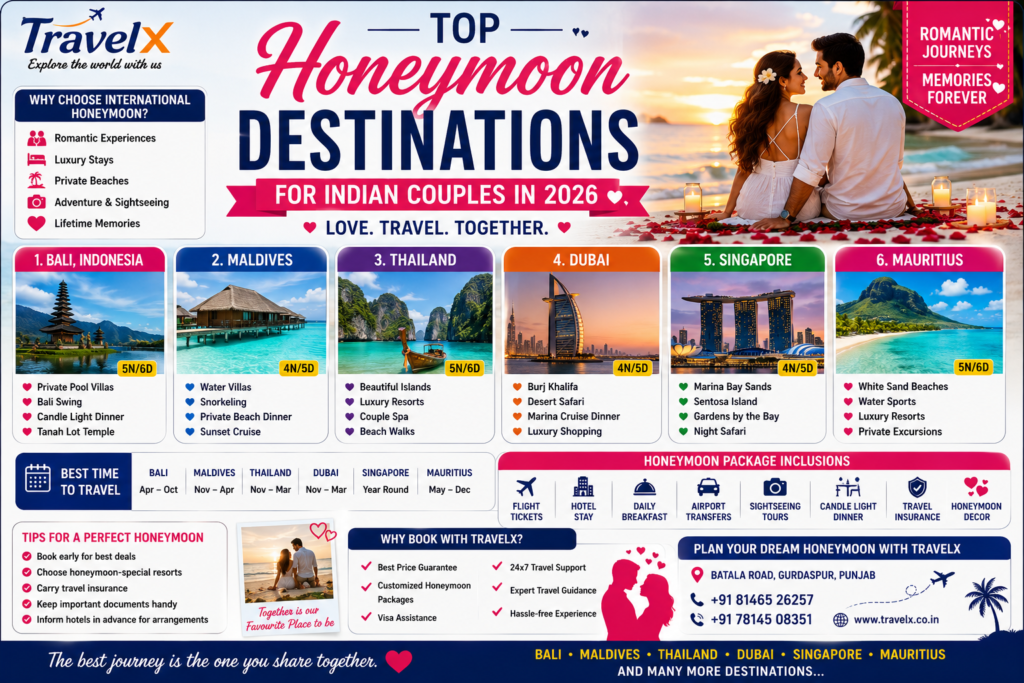 Top Honeymoon Destinations for Indian Couples in 2026 | Best Honeymoon Packages