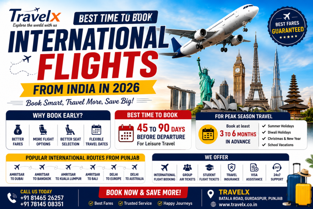 Best Time to Book International Flights from India in 2026 | Travelx