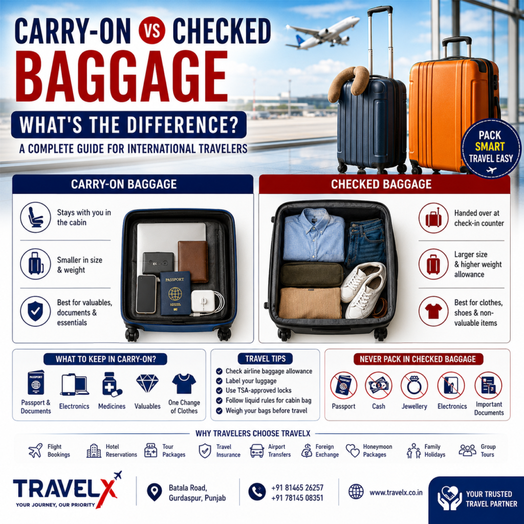 Carry-On vs Checked Baggage: Complete International Travel Guide (2026) | Travelx