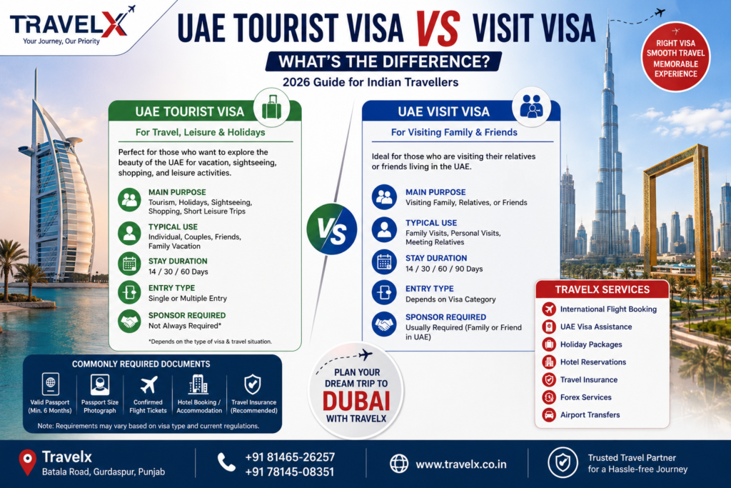 UAE Tourist Visa vs Visit Visa (2026): Key Differences Explained | Travelx