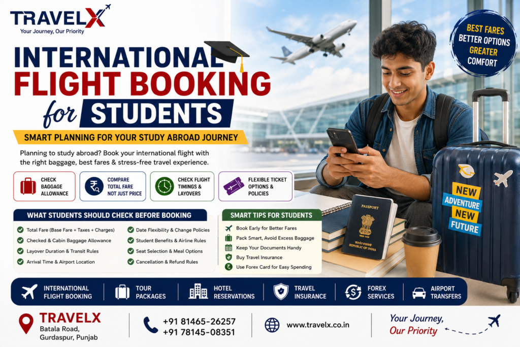 International Flight Booking for Students from India 2026 | Travelx