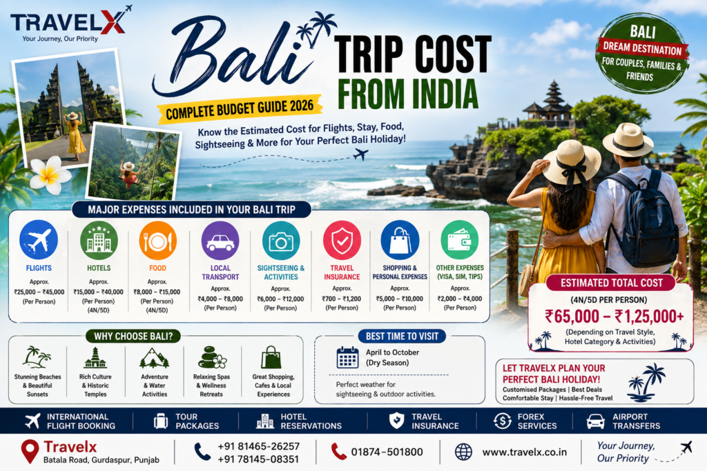 Bali Trip Cost from India 2026: Complete Budget & Package Guide | Travelx