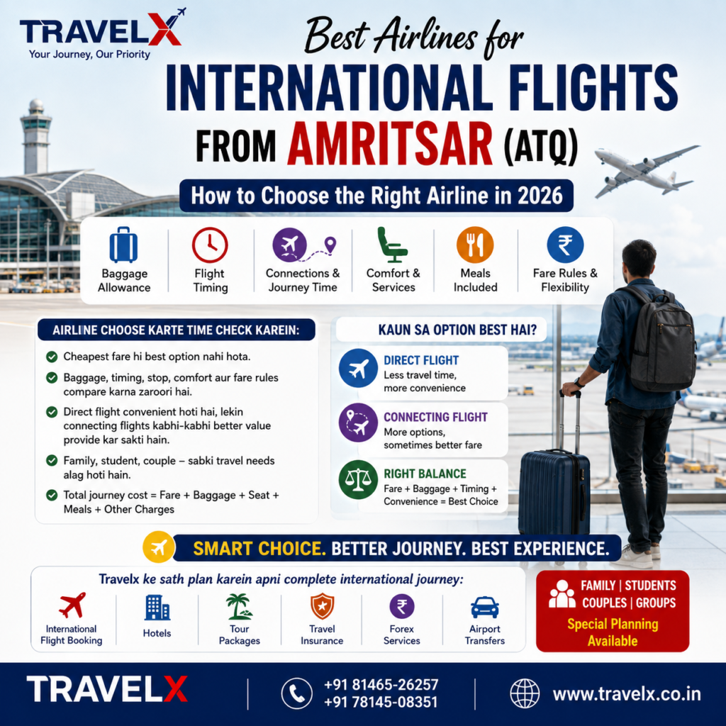 Best Airlines for International Flights from Amritsar 2026 | Travelx
