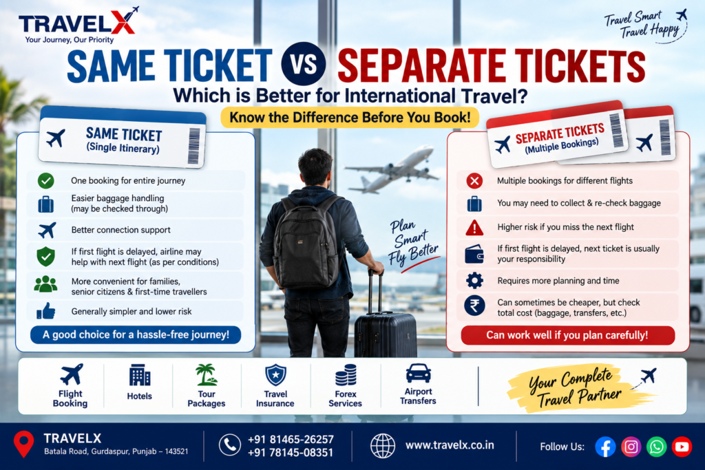 Same Ticket vs Separate Flight Tickets 2026 | International Travel Guide