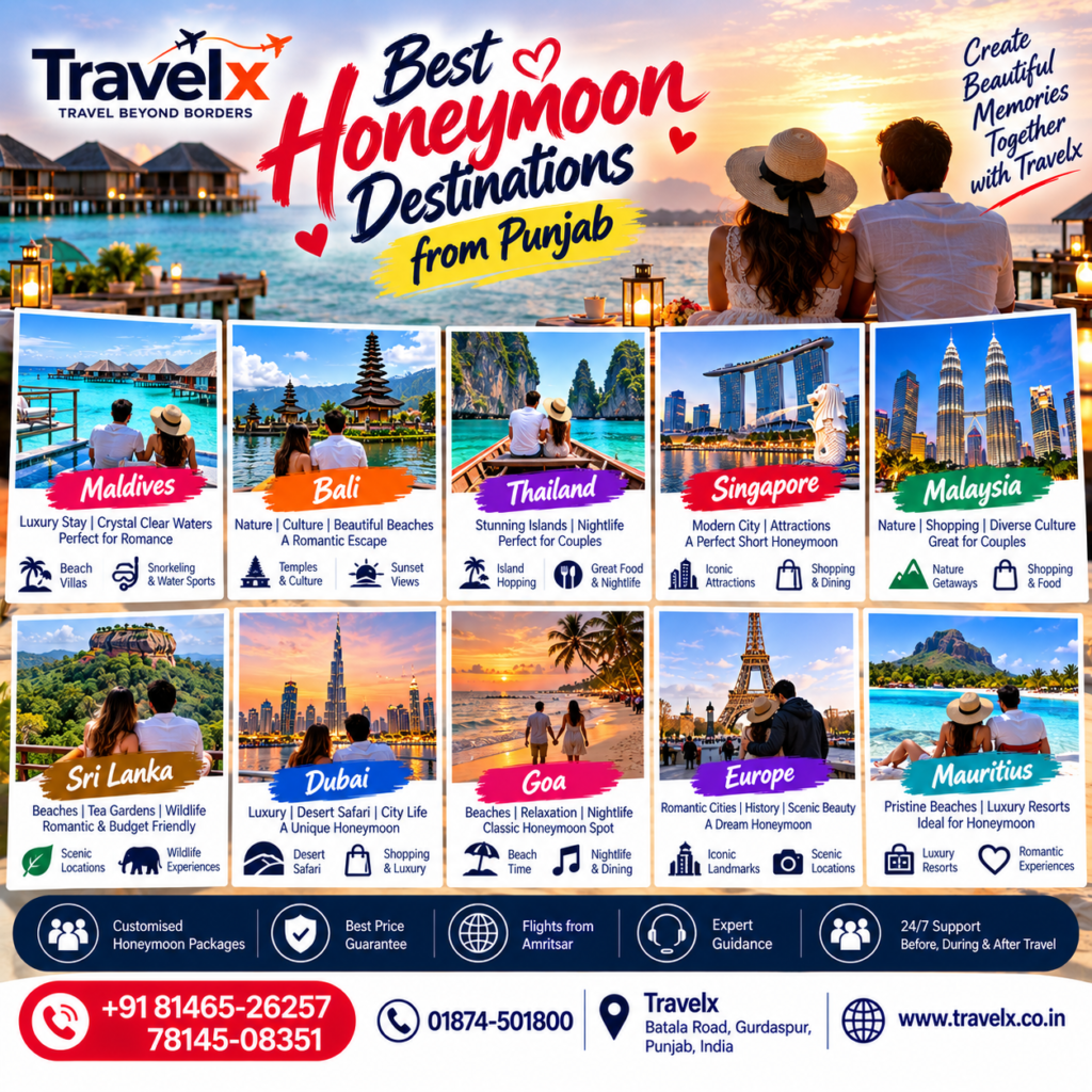 Top Romantic Getaways: Best Honeymoon Destinations for Couples from Punjab
